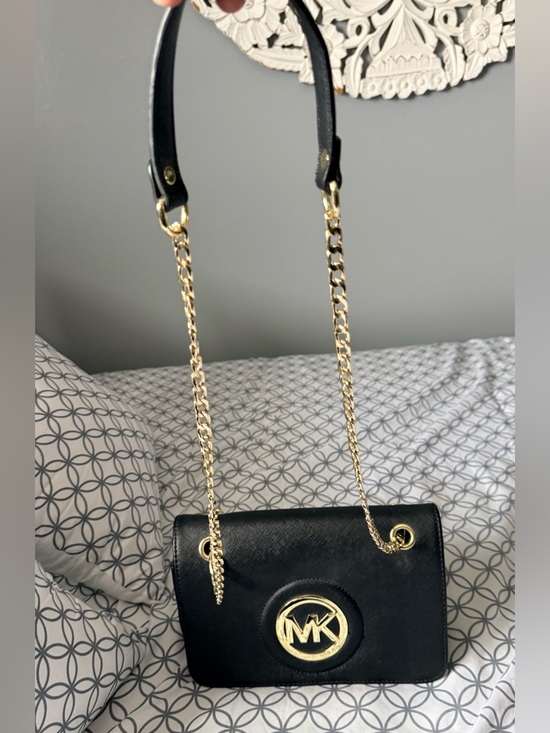 Michael Kors Handbags - B86-Michael Kors Black Shoulder Bag with Gold Chain -  wallet sold separately